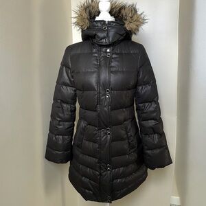 Soia & Kyo Down Puffer Parka Coat Faux Fur Hood - XS